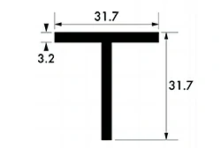 31.7mm x 31.7mm x 3.2mm (1 1/4