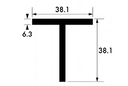 38,1 mm x 38,1 mm x 6,3 mm (1 1/2