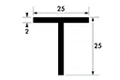 25mm x 25mm x 2mm Aluminium T-Section