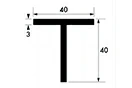 40mm x 40mm x 3mm Aluminium T-Section