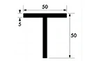 50mm x 50mm x 5mm Aluminium T-Section