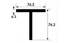 76,2 mm x 76,2 mm x 6,3 mm de sección en T de aluminio