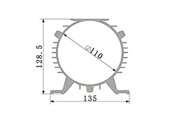 Perfil de aluminio de la carcasa del motor horizontal